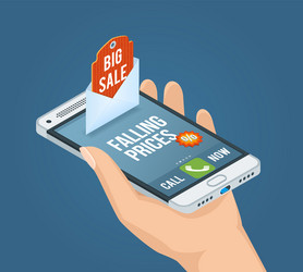 Mobile marketing isometric concept vector