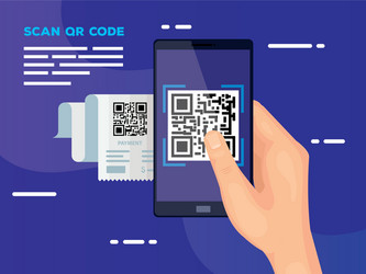 hand and smartphone with scan code qr vector image