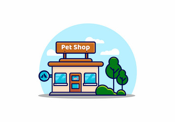 Pet shop building flat vector