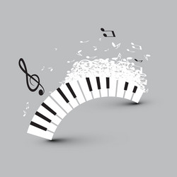 piano keyboard with notes - abstract background vector