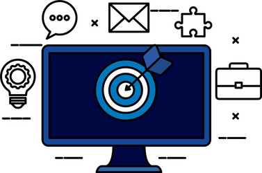 desktop computer with target and iccons vector image