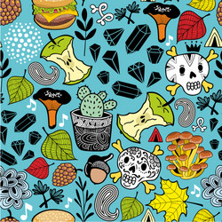 endless pattern with skulls and bits vector image