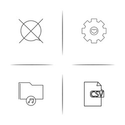 files and folders sign simple linear icons set vector image
