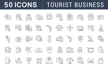 set line icons tourist business vector