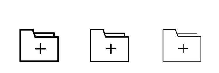 add folder icons in three different stroke lines vector image