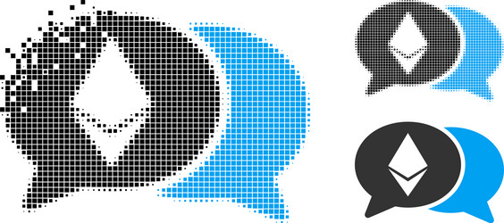 disintegrating pixelated halftone ethereum chat vector image