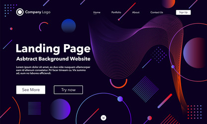 gradient abstract background landing page vector image