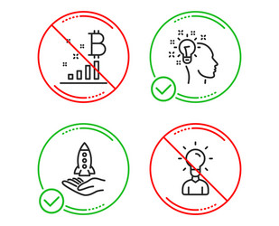 idea bitcoin graph and crowdfunding icons set vector image