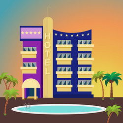 Luxurious hotel on a colorful background vector