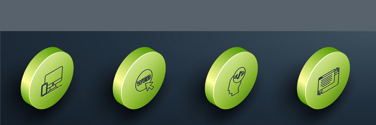 set isometric line monitor and mobile web graphic vector image