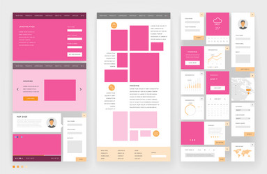 website template design with interface elements vector