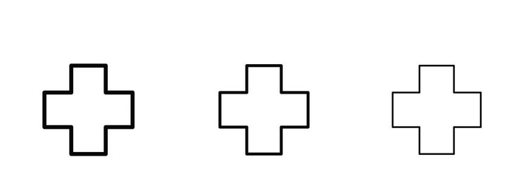 add icons in three different stroke lines vector image