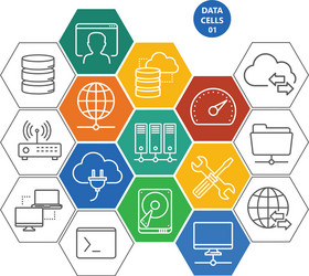 Data Network Icons - Computers & Cloud vector image