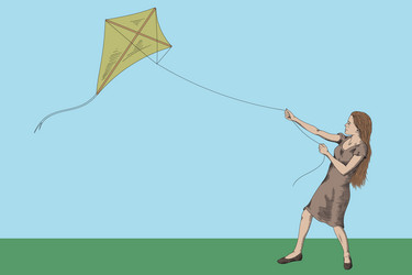 girl with a kite Vector Image