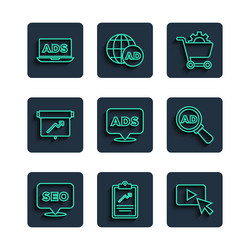 set line seo optimization clipboard with graph vector image