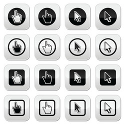 Hand and arrow cursor buttons set vector