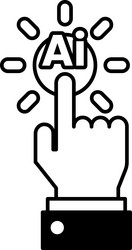 hand pointing to a red button with the word ai vector image