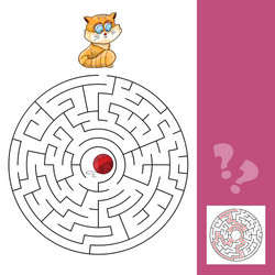 kitten and wool ball - maze game with solution vector image