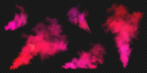 Realistic red colorful smoke clouds mist effect vector