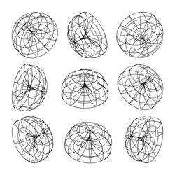 wireframe lined shapes perspective mesh 3d grid vector image