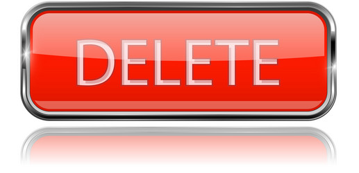 delete button square red with chrome frame vector