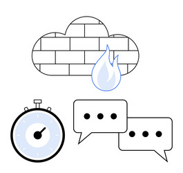 digital security concept with firewall timer vector image