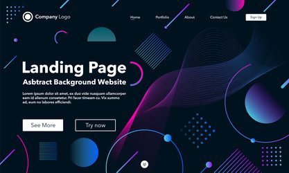 gradient abstract background landing page vector image