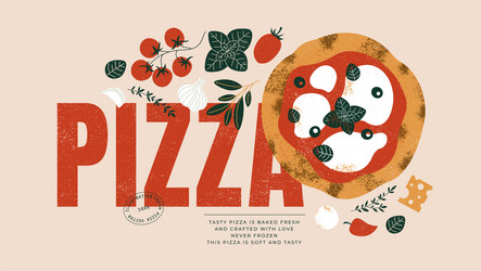 italian pizza horizontal design template vector