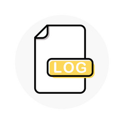 Log file format extension color line icon vector