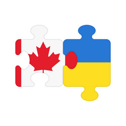 Puzzle pieces with flags of canada ukraine vector