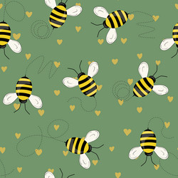 seamless pattern with bees on color background vector image