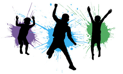 silhouette jumping boys children on background vector