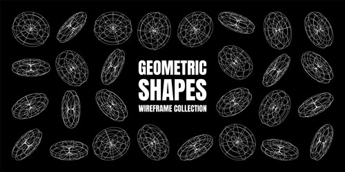wireframe lined shapes perspective mesh 3d grid vector image