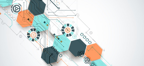 abstract circuit board background with hexagons vector image