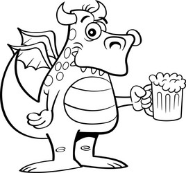 Cartoon Dragon Drinking Beer Vector Image