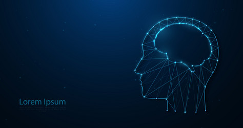 human brain form line triangles and particle vector image