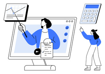 online presentation with graph analysis and remote vector image