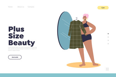 Plus size beauty landing page concept with curvy vector