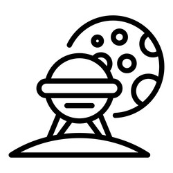 space ufo icon outline alien astronaut vector