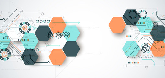 abstract circuit board background with hexagons vector image