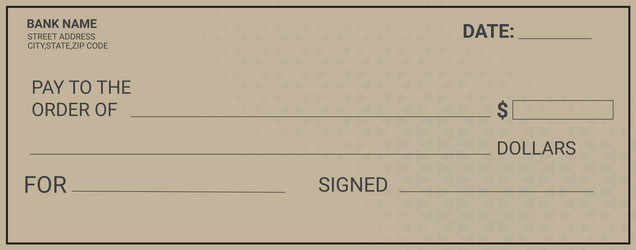 Blank bank cheque personal desk check template Vector Image