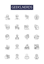 geeksnerds line icons and signs nerds vector