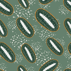 random seamless pattern with doodle abstract kiwi vector image