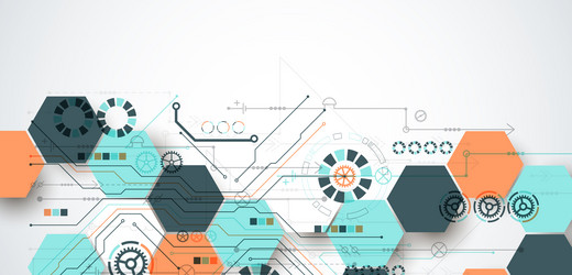 abstract circuit board background with hexagons vector image