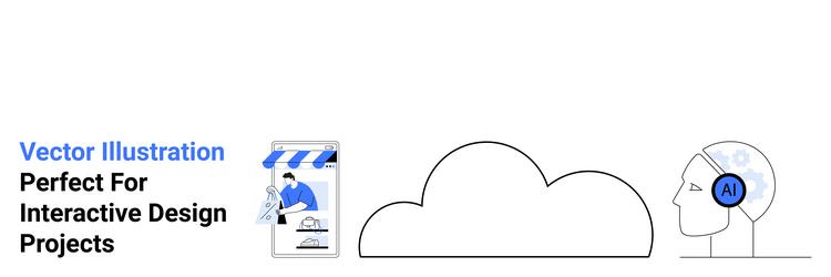 digital connection through ai cloud computing vector image