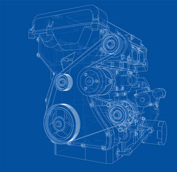 engine sketch rendering of 3d vector image