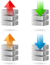 icon set of computer database with upload vector image