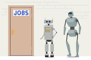 robots waiting invitation for job interview vector