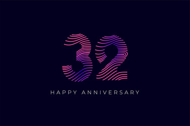 numeric design with line curve 32th happy vector image