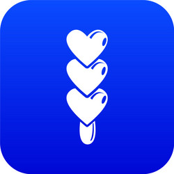 three hearts ice cream icon blue vector